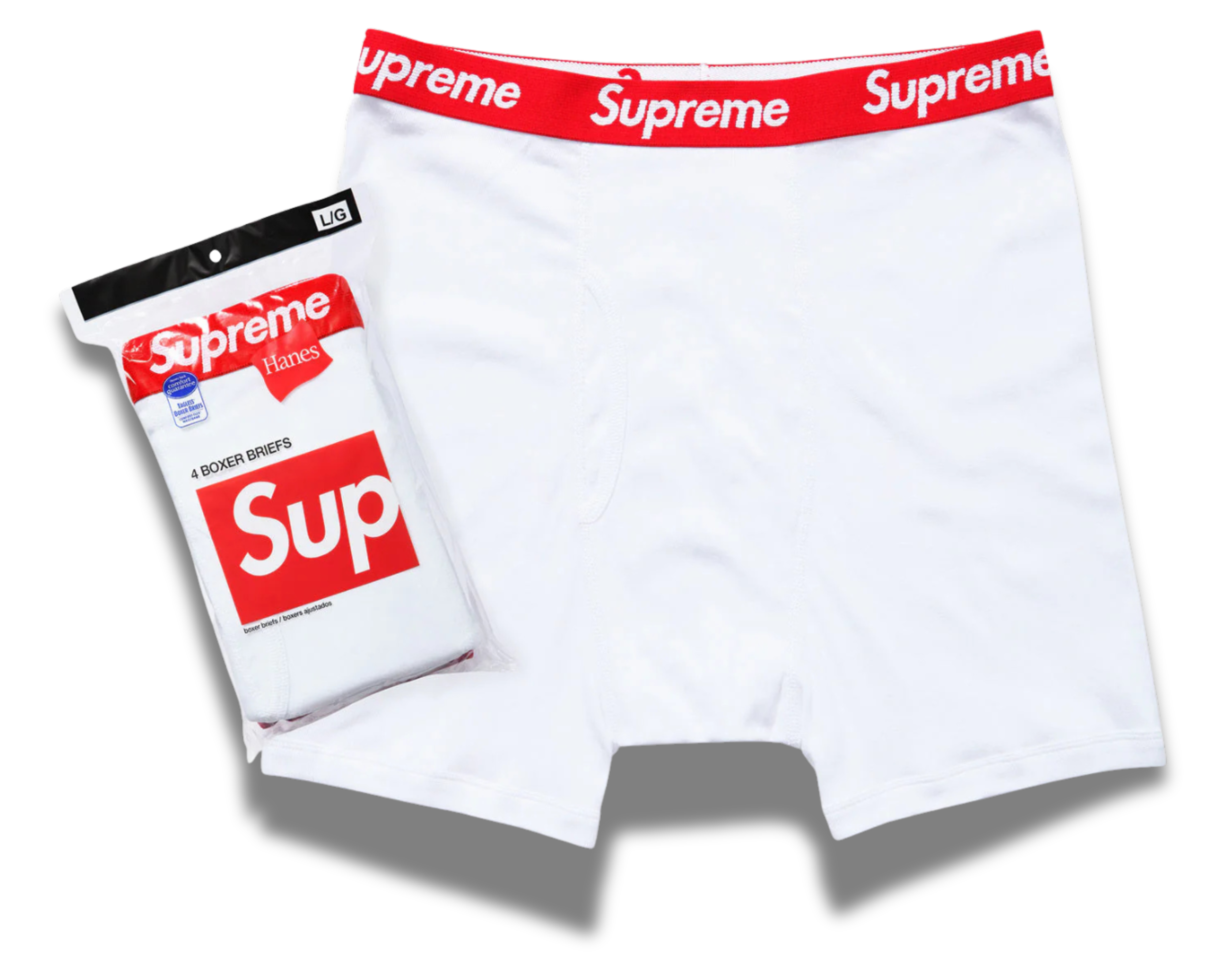 Supreme Hanes Boxer Briefs White