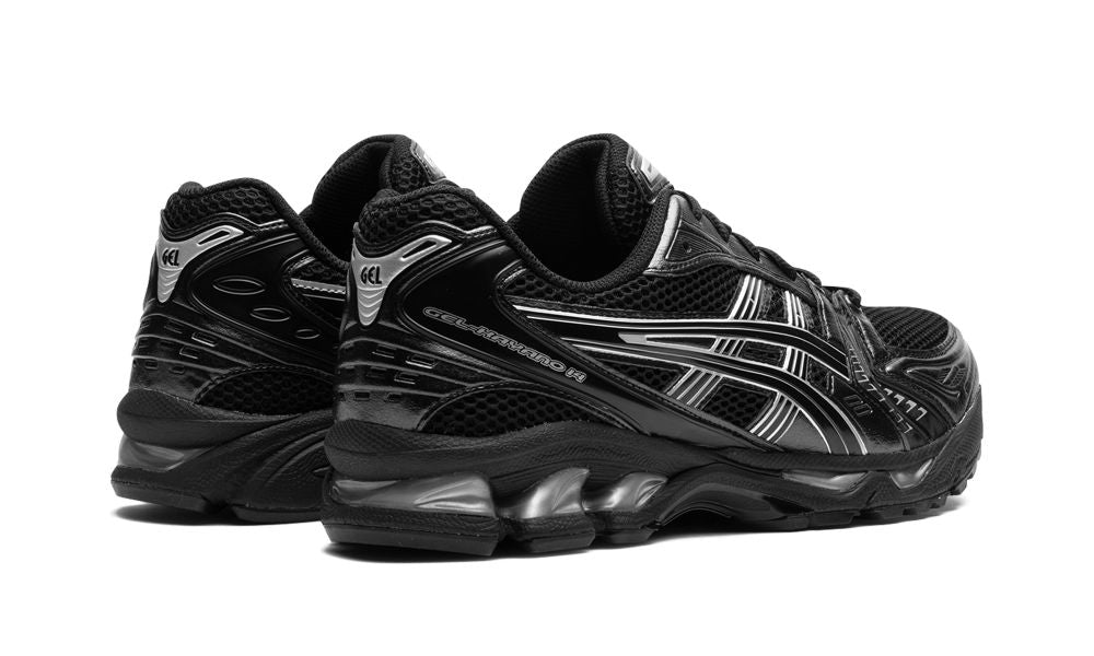 ASICS GEL-KAYANO 14 Black Pure Silver – hátulnézet, sarokrész és logó