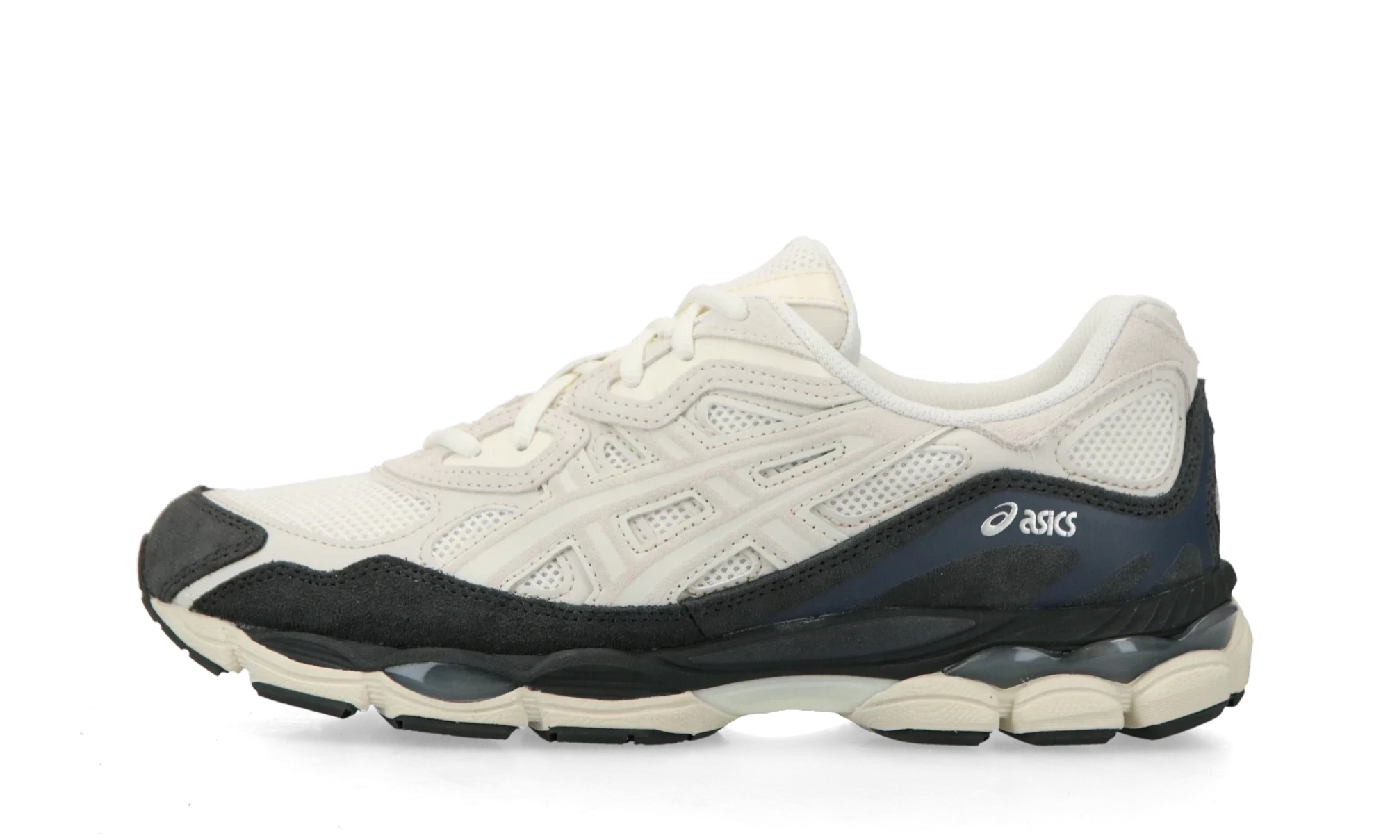 ASICS GEL-NYC White / Smoke Grey – oldalnézet, fehér hálós felsőrész