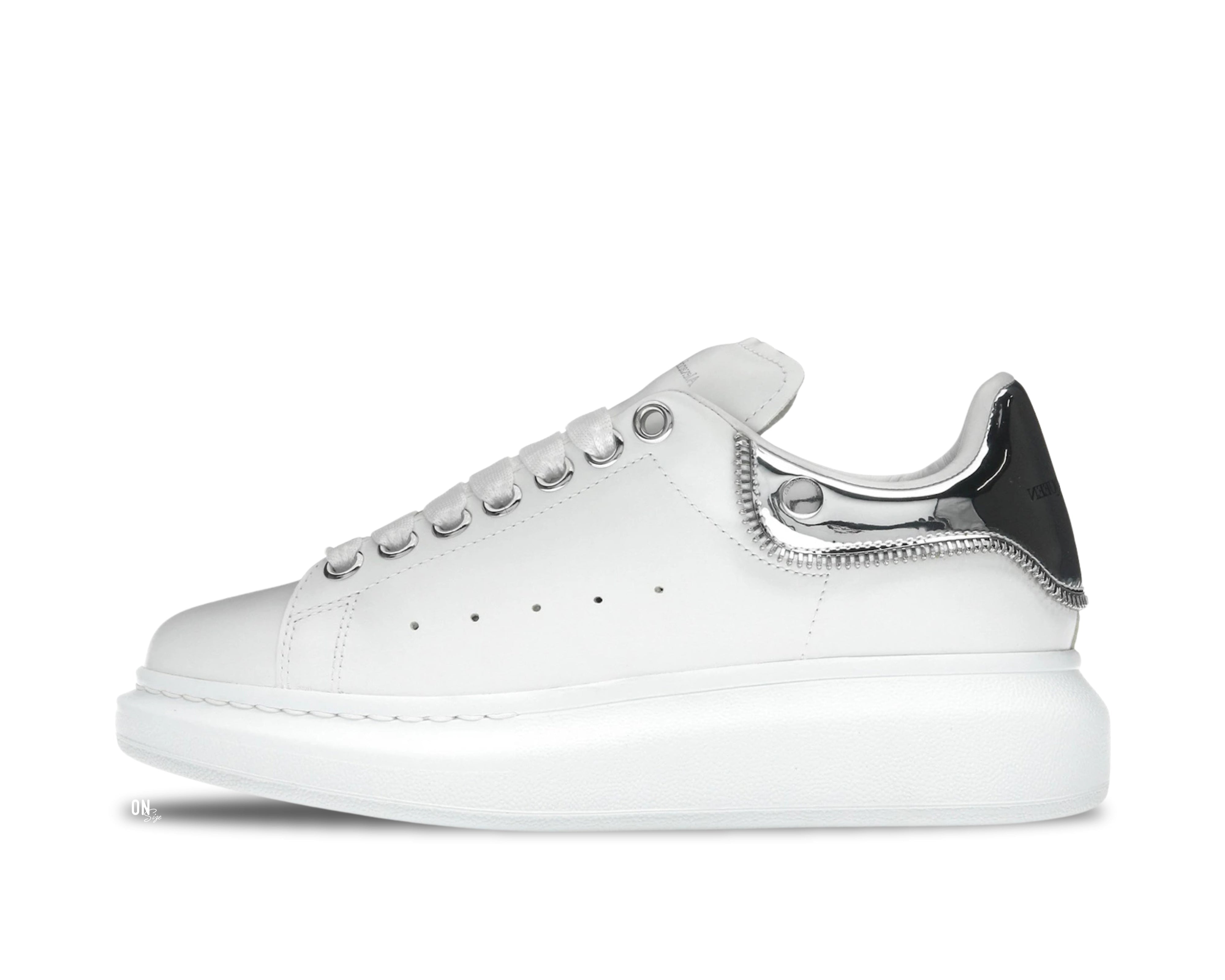 Alexander McQueen Oversized Sneakers White Metallic Silver - OnSize