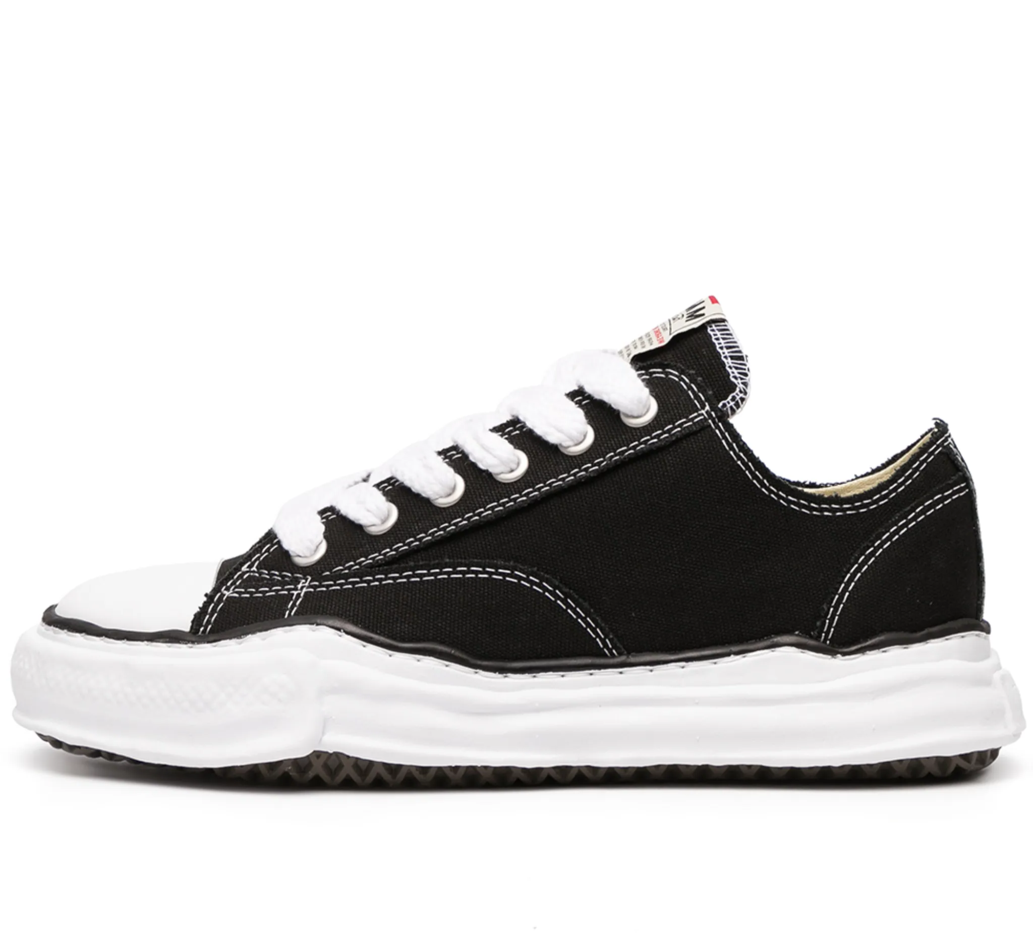 Peterson OG Sole Canvas Low Black – oldalnézet, fekete vászon és kontraszt varrás