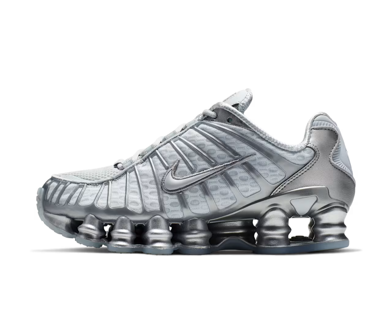 Nike Shox TL Chrome – oldalnézet, króm hatású overlay panelek