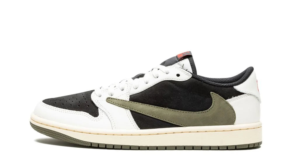 Air Jordan 1 Retro Low OG SP Travis Scott Olive – oldalnézet, olívazöld Swoosh