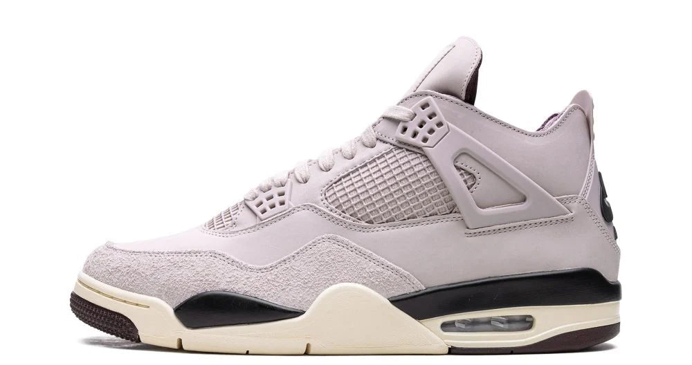 Air Jordan 4 Retro OG SP A Ma Maniére While You Were Sleeping – oldalnézet, világosszürke nubuk és ezüst részletek