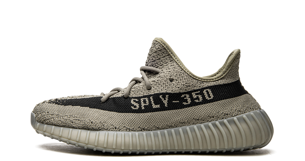 Yeezy Boost 350 V2 Granite – oldalnézet, szürke Primeknit és fekete “SPLY-350” sáv