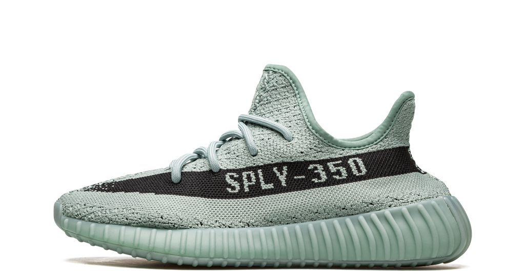 adidas Yeezy Boost 350 V2 Salt – oldalnézet, világos zöld Primeknit felsőrész.