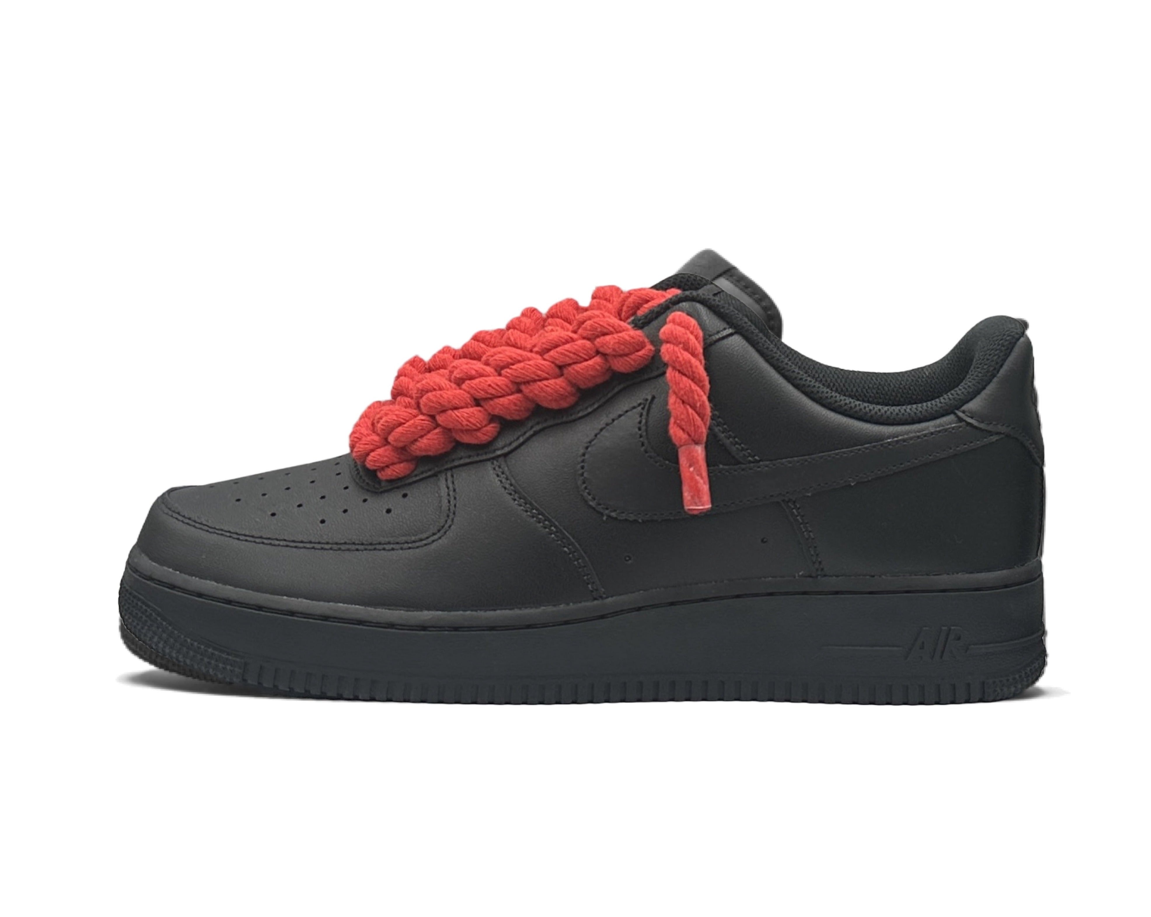 Nike Air Force 1 Low ‘07 Black / Red Rope Laces
