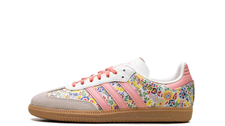 adidas Samba OG Liberty London Floral Embroidery – oldalnézet, virágos hímzés és oldalcsík