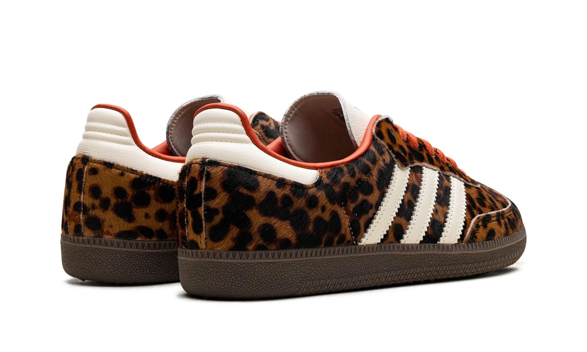 adidas Samba OG Preloved Red Leopard – hátulnézet, sarok és logó