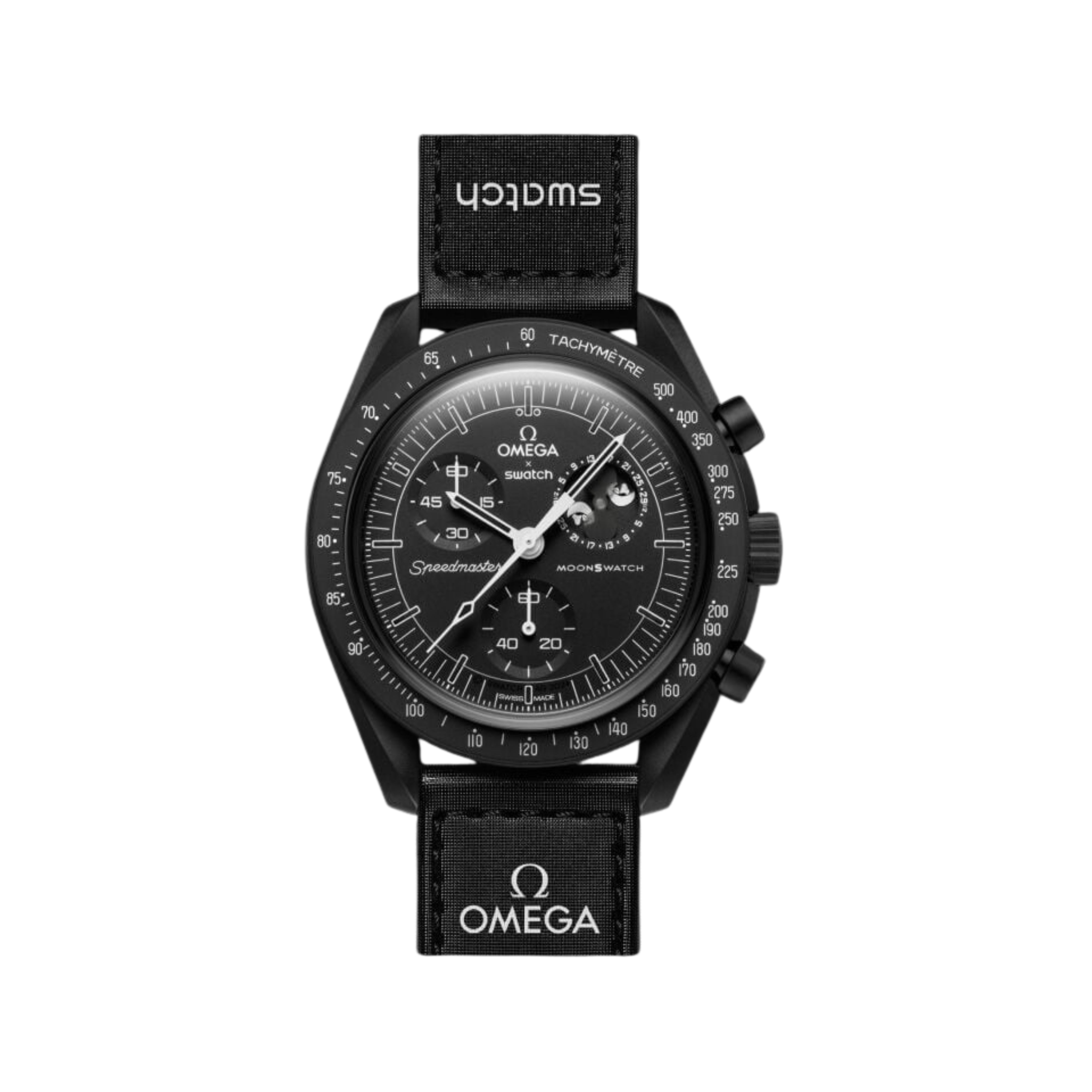 Swatch x omega Bioceramic Moonswatch Mission to MoonPhase Snoopy Black