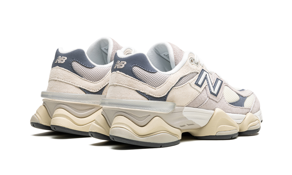 New Balance 9060 Moonrock Linen – hátulnézet, sarokrész és logó