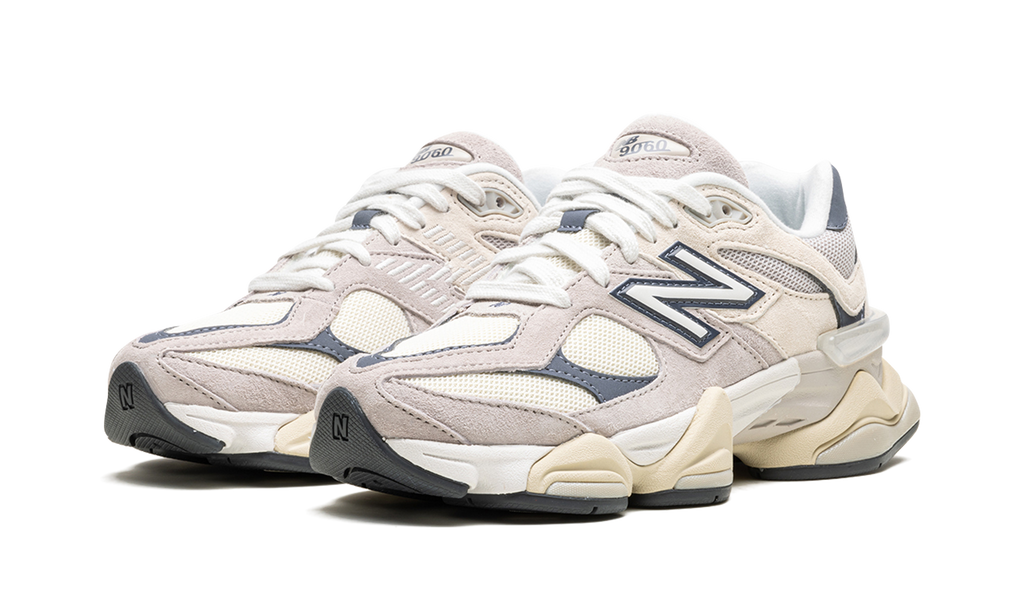 New Balance 9060 Moonrock Linen – elölnézet, fűzőrész és orrpanel
