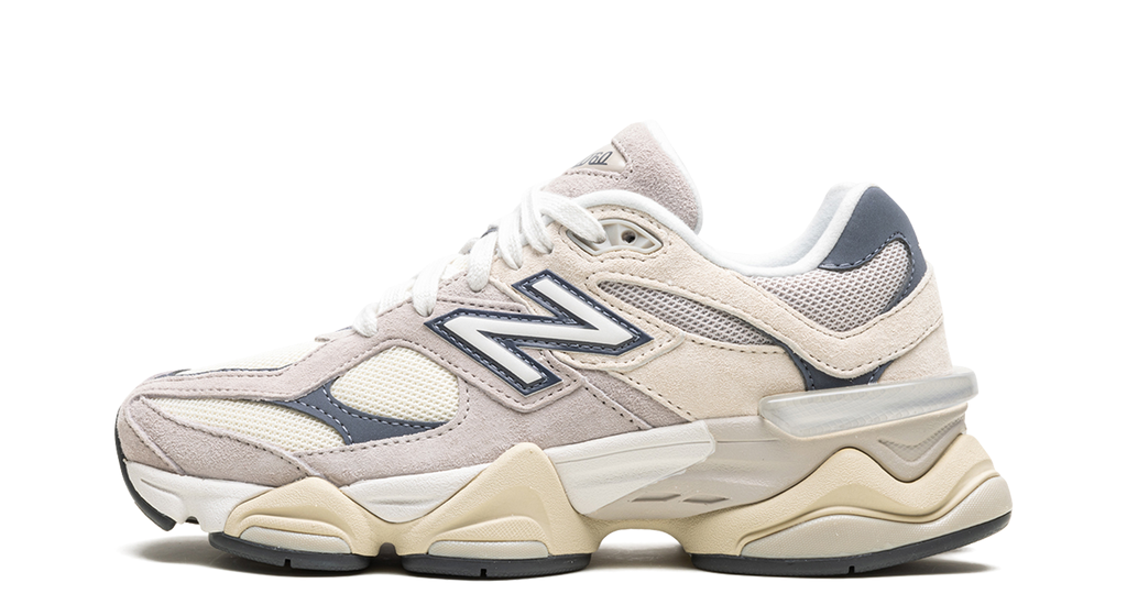 New Balance 9060 Moonrock Linen – oldalnézet, bézs és szürke részletek