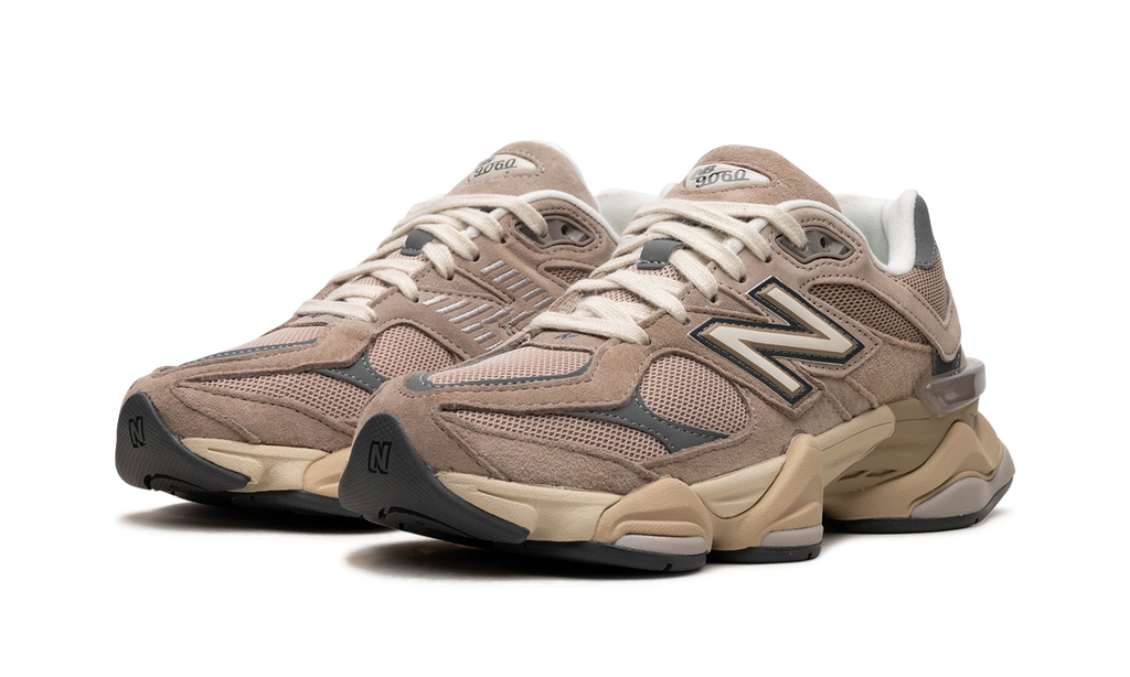 New Balance 9060 Driftwood Castlerock – elölnézet, orr rész és mesh felület