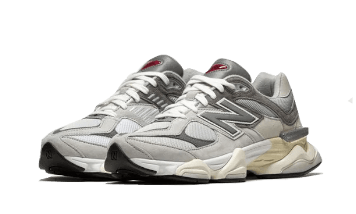 New Balance 9060 “Rain Cloud Grey” – elölnézet, világos orrpanel és vastag talp