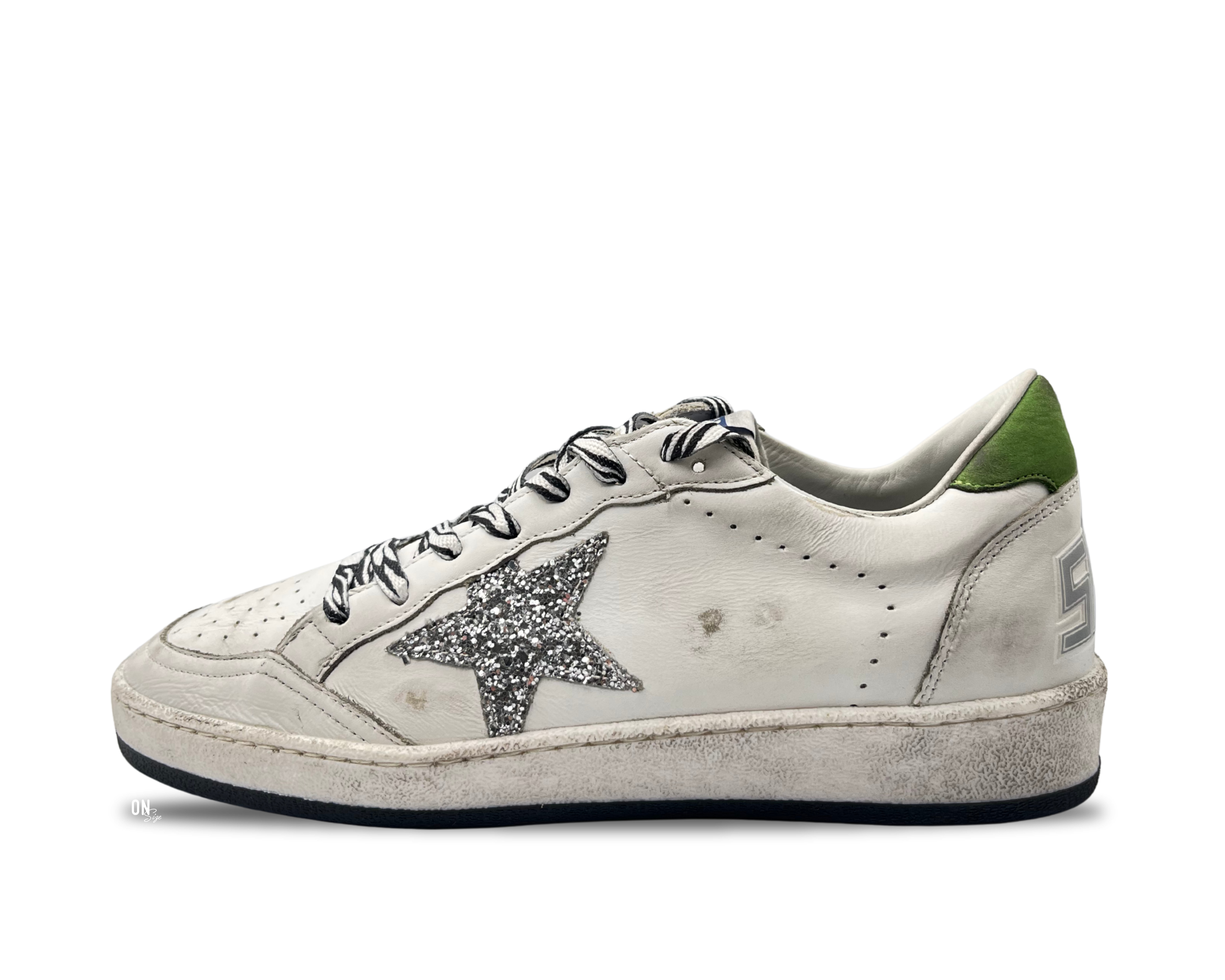 Golden Goose Ball Star White Green Silver Glitter Star