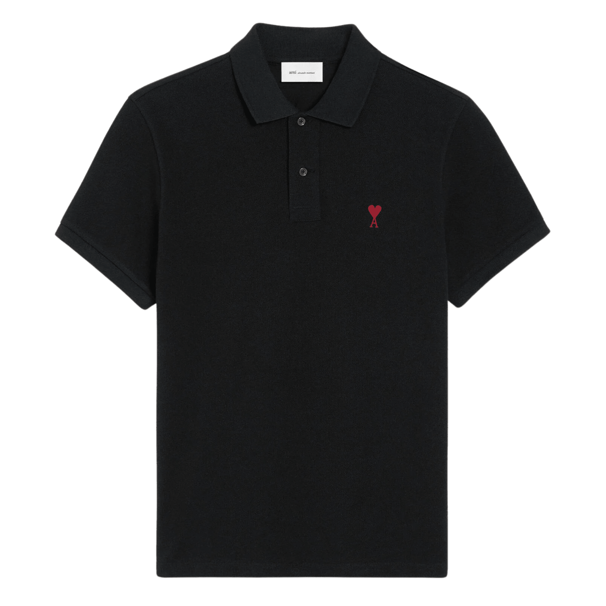 Ami Paris Ami De Coeur Polo Shirt Black Red - OnSize