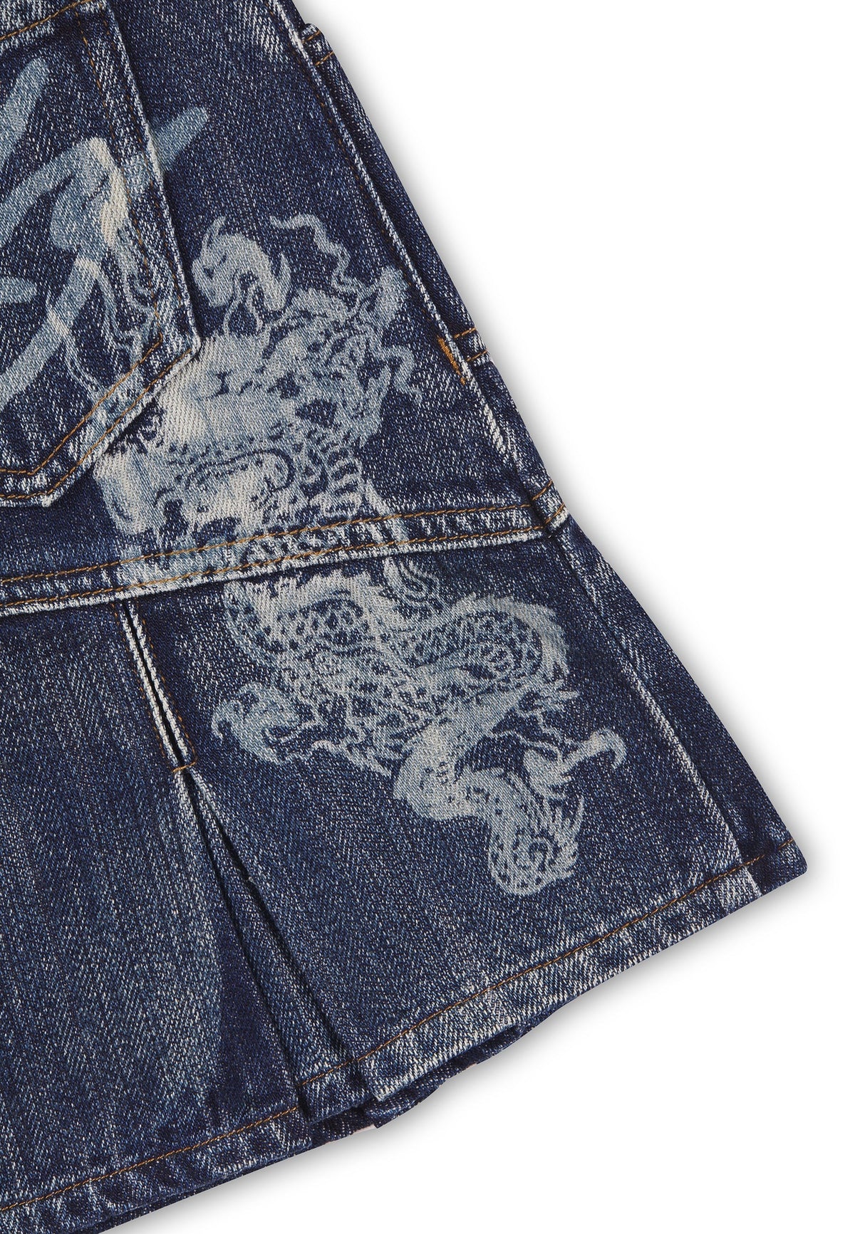 Ed Hardy Flaming Dragon Vintage Wash Regular Mini Skirt Indigo
