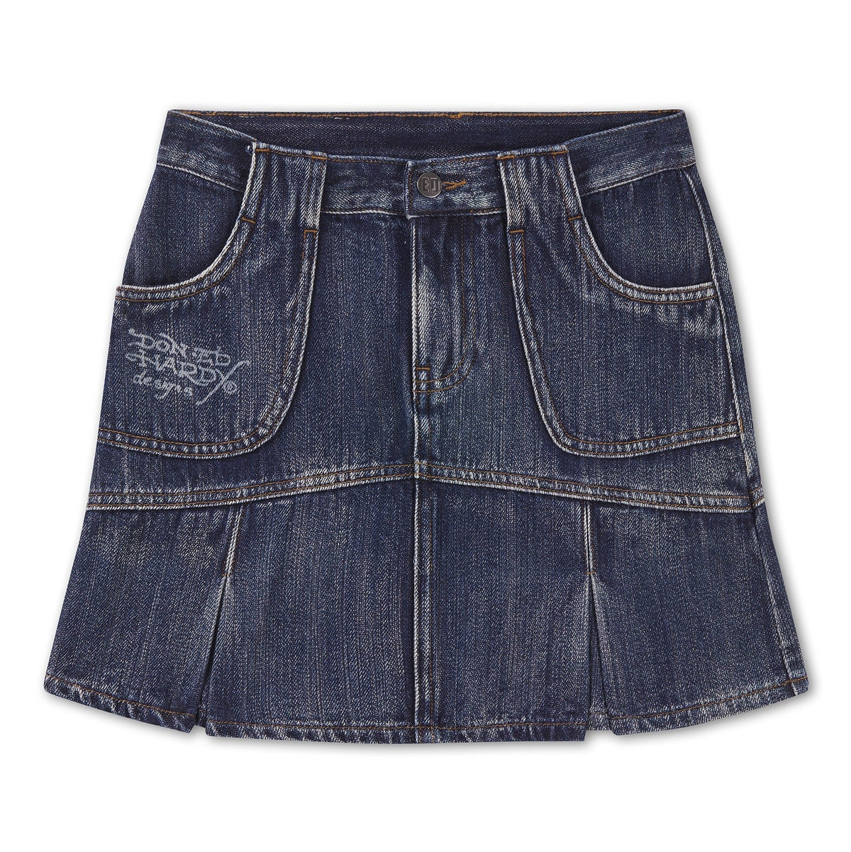 Ed Hardy Flaming Dragon Vintage Wash Regular Mini Skirt Indigo - OnSize