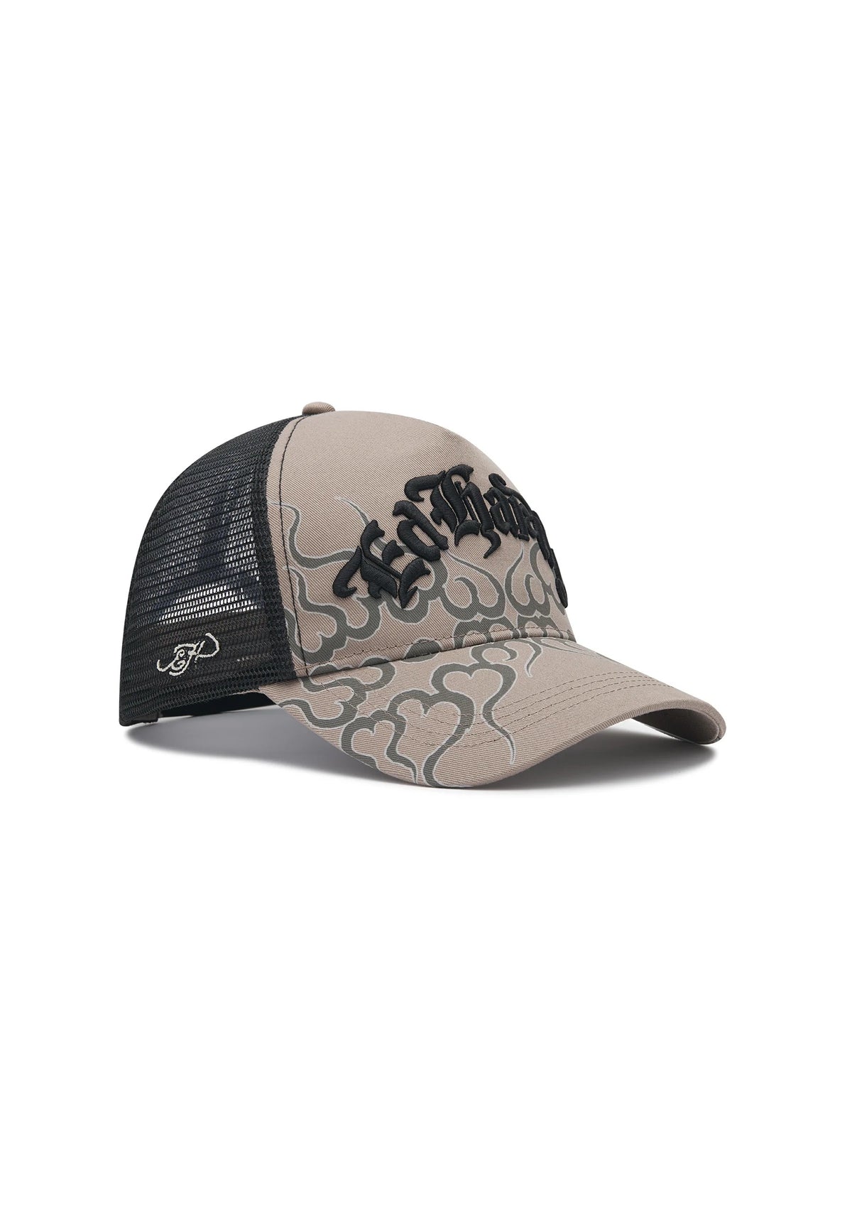 Ed Hardy Flaming Ed Hardy 5 Panel Grey Trucker Cap