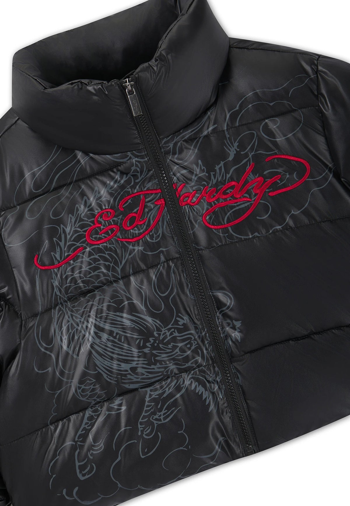 Ed Hardy Cropped Puffer Jacket Black