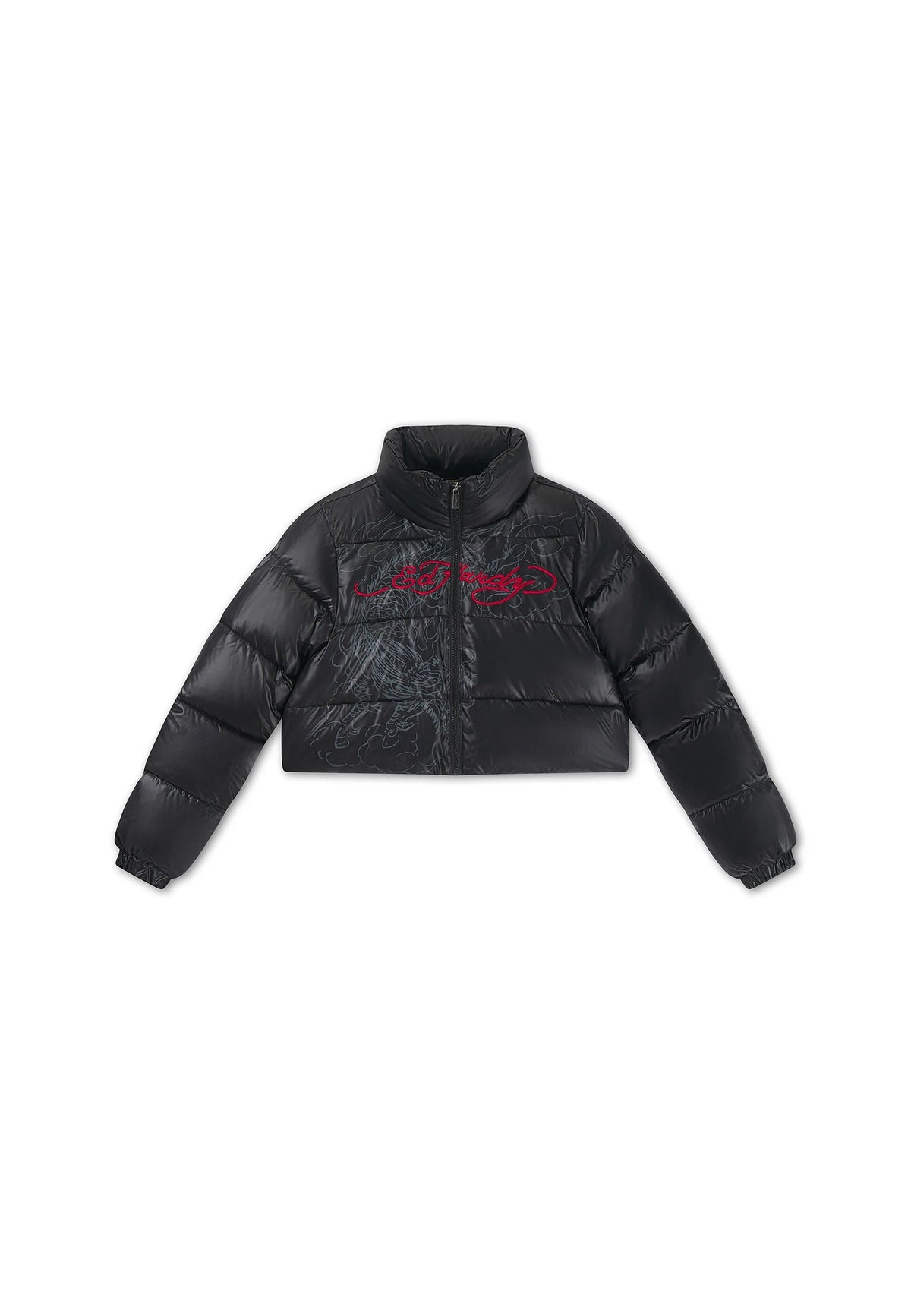 Ed Hardy Cropped Puffer Jacket Black