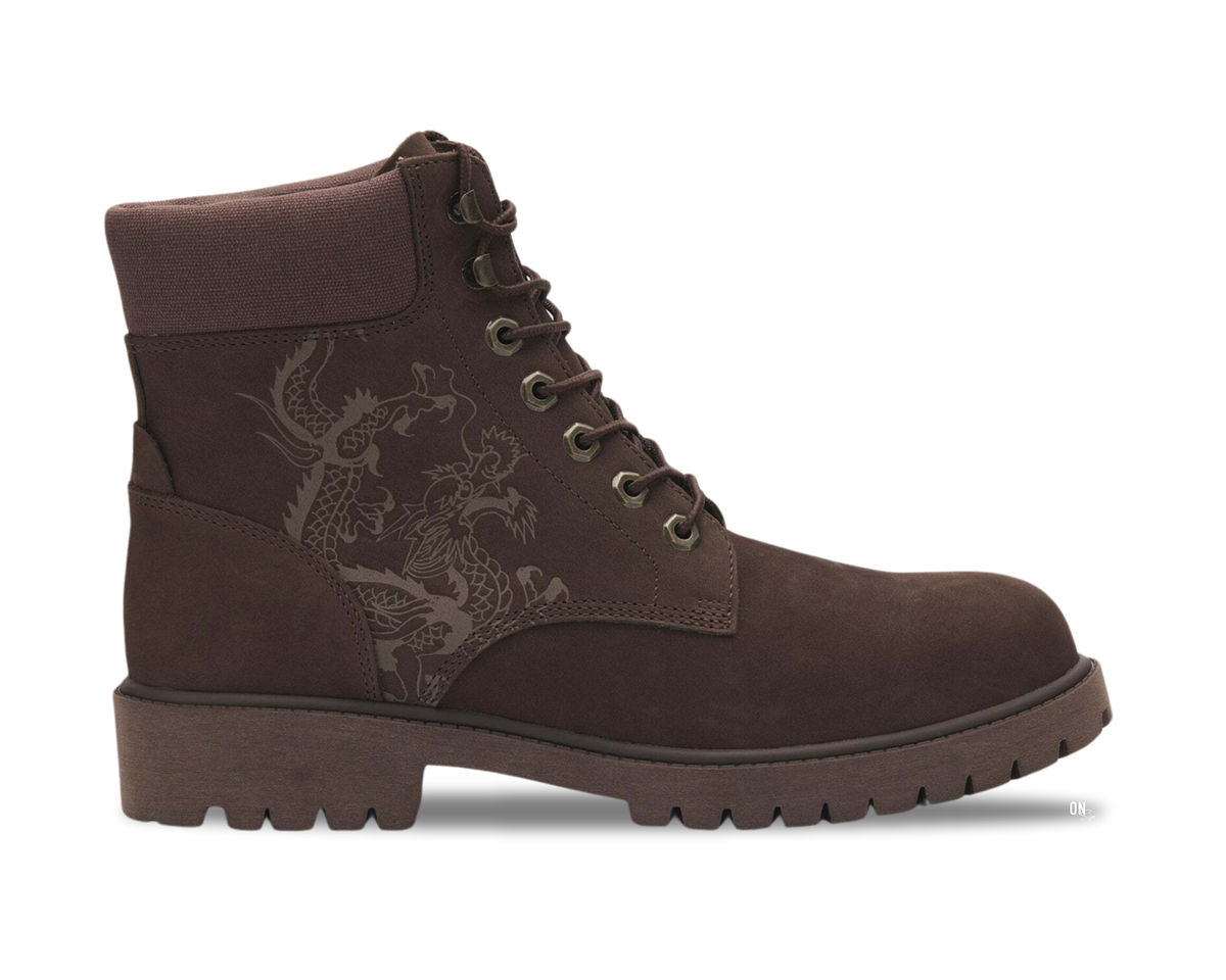 Ed Hardy Worker Boot Dancing Dragon Brown - OnSize