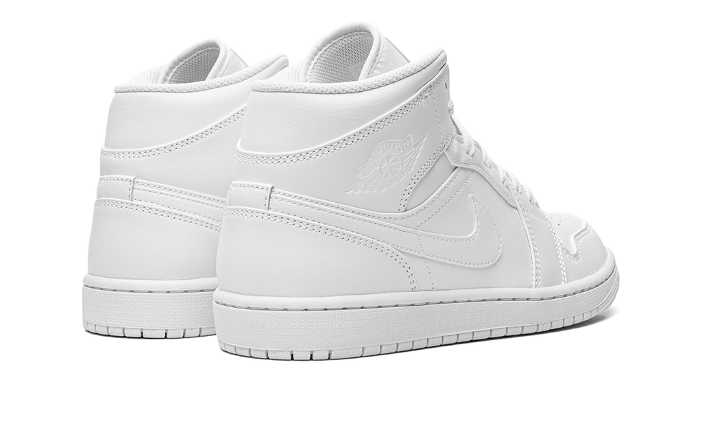 Jordan 1 Mid Triple White Tumbled Leather - OnSize