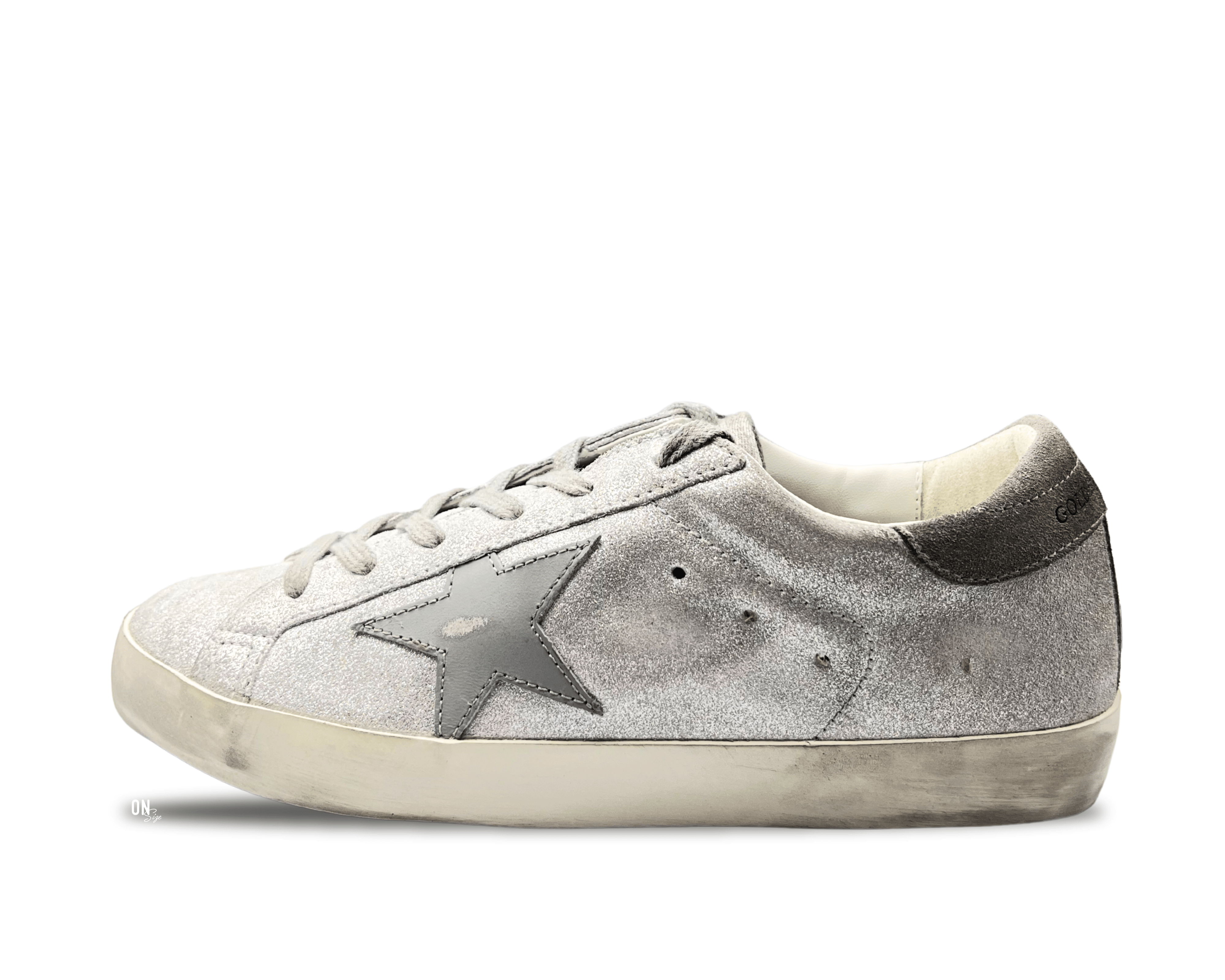 Golden Goose Super - Star Grey White Glitter - Effect - OnSize
