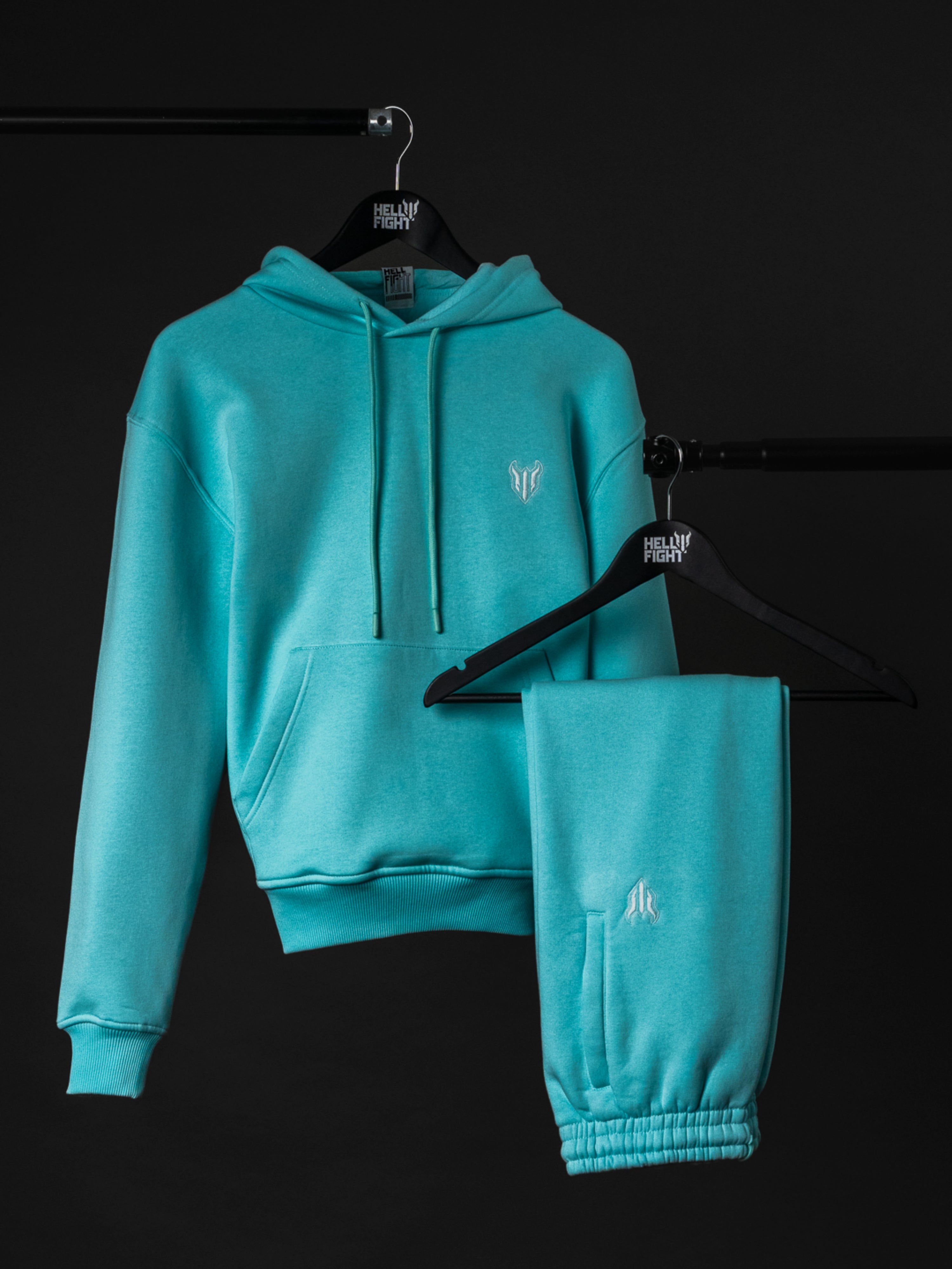 HELL FIGHT Basic Hoodie Light Blue - OnSize