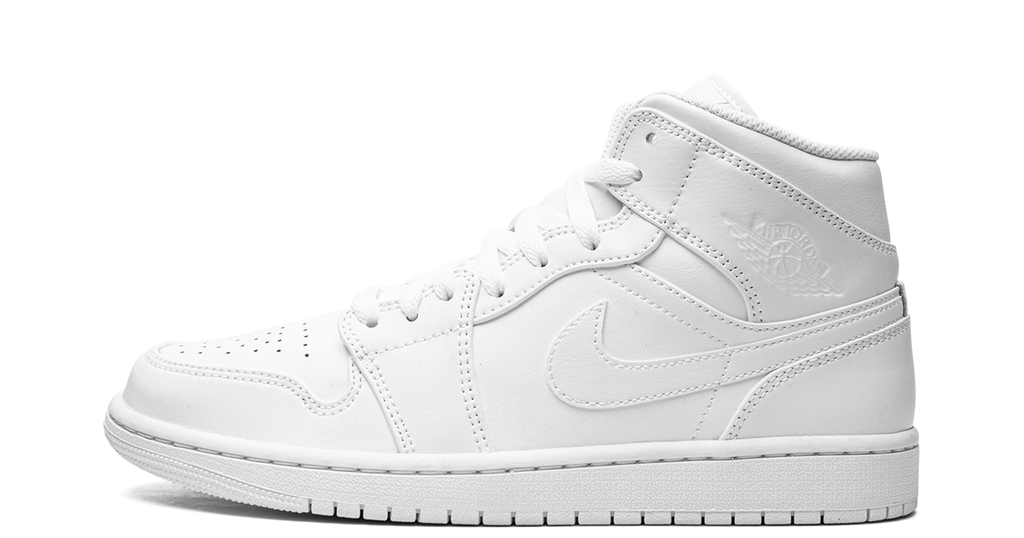 Jordan 1 Mid Triple White Tumbled Leather - OnSize