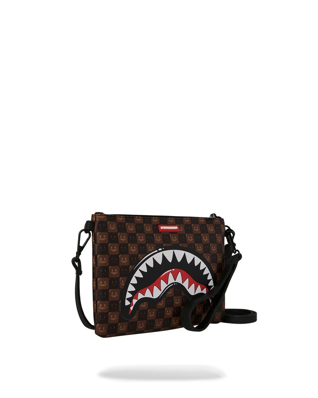 Sprayground Sharks In Paris WTF Bubble Brown Check Crossover Clutch - OnSize