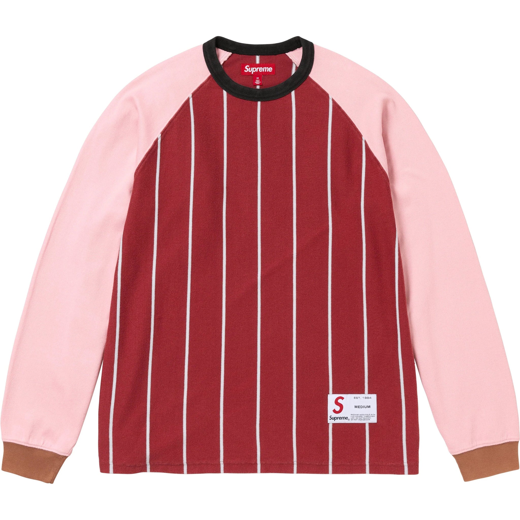 トップス Supreme Stripe Raglan L/S Top L Maroon Supreme Stripe Raglan L/S Top Maroon