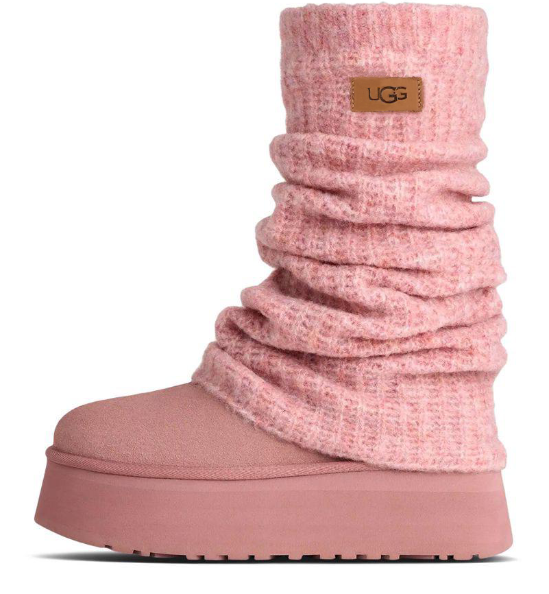UGG Classic Mini Dipper Legwarmer Boot – oldalnézet, Pink Dawn velúr