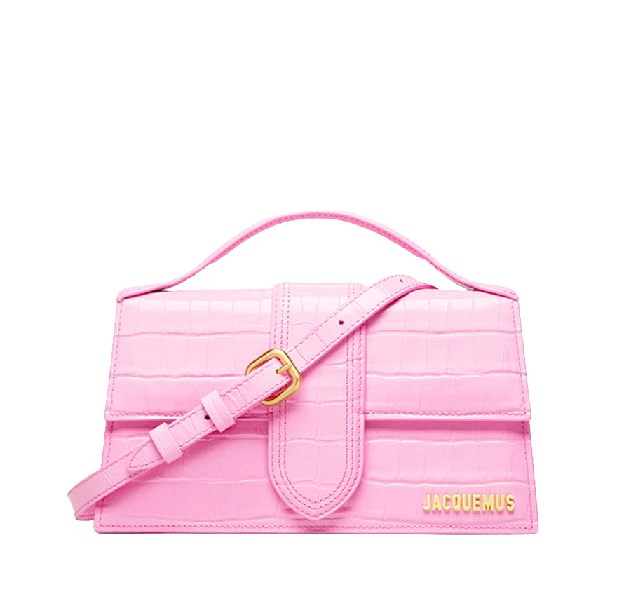 Jacquemus Le grand Bambino Crossbody Strap Handbag Croco Pink - OnSize