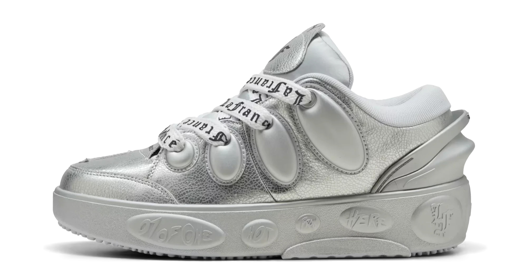 Puma LaMelo Ball LaFrancé Chrome Silver – oldalnézet, ezüst fényes felsőrész