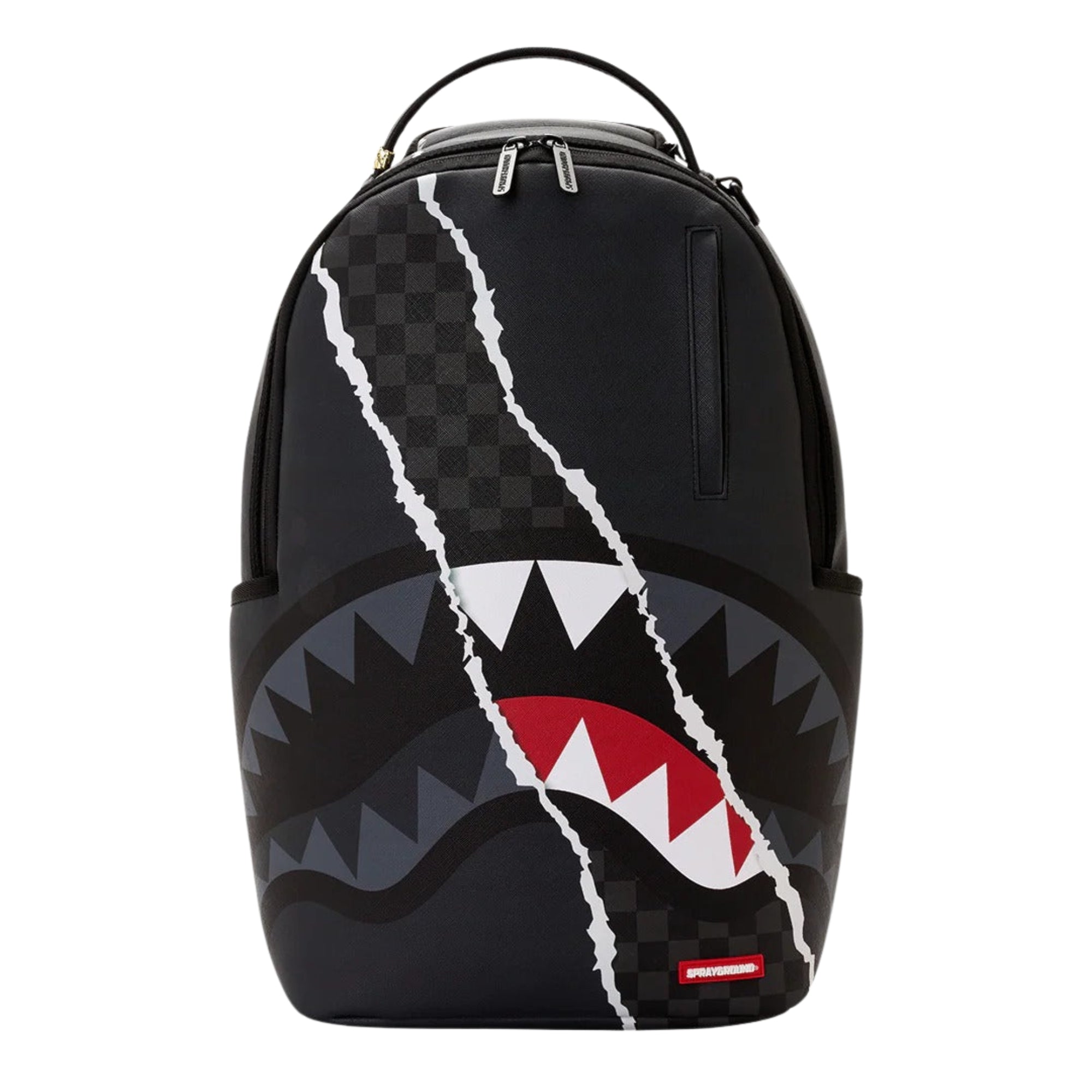 Sprayground Center Rip Revealing Gray Check Backpack