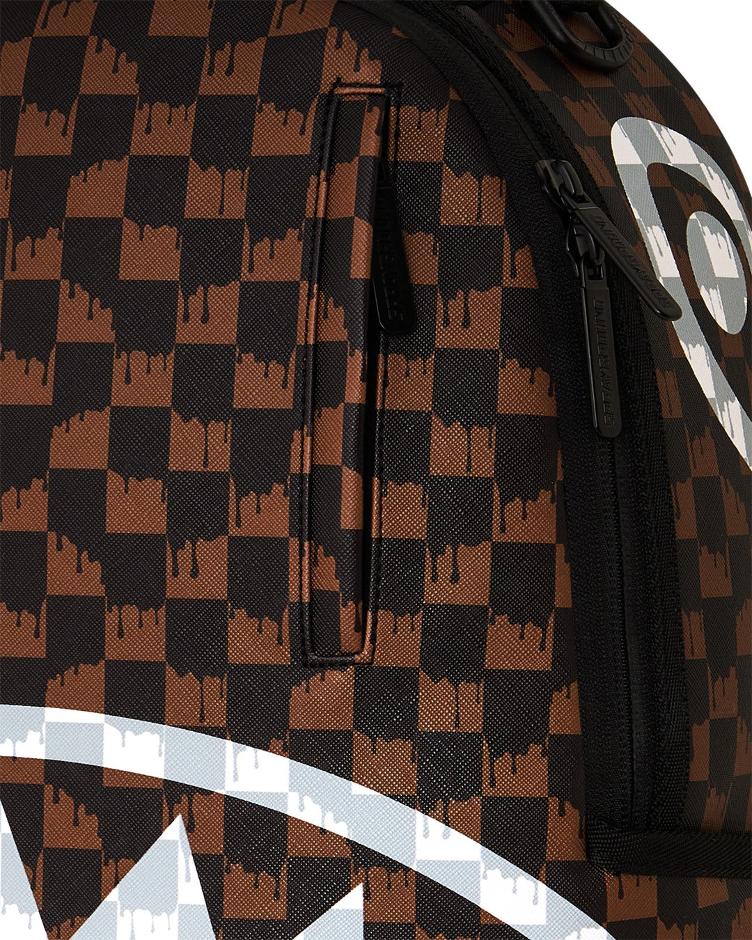 Sprayground Brown And Cream Drip Check Shark Backpack