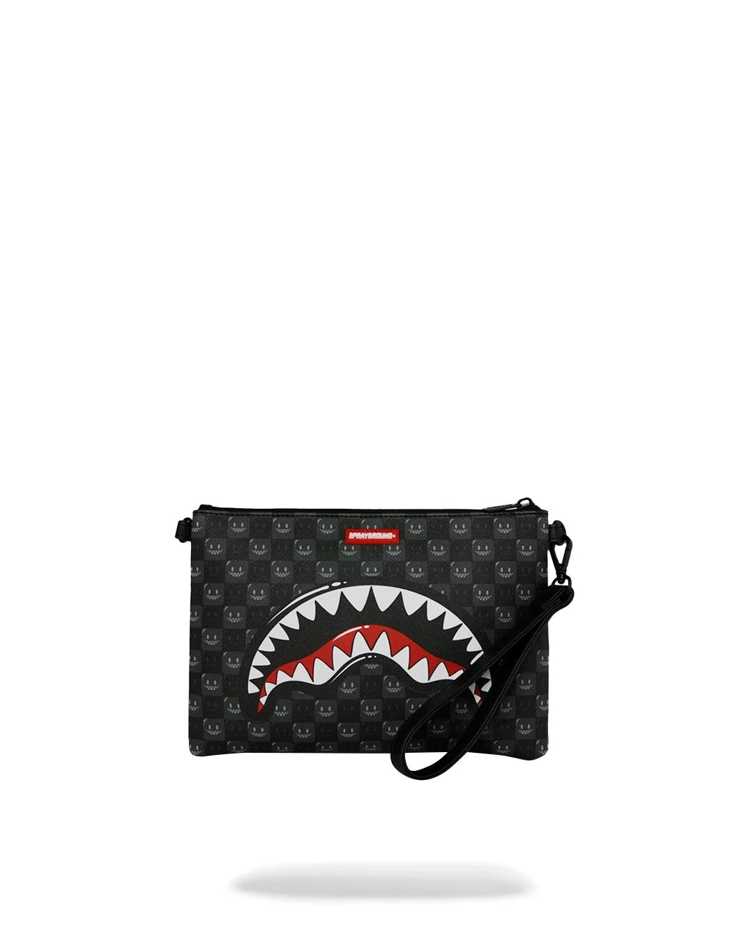 Sprayground Sharks In Paris WTF Bubbly Black Check Crossover Clutch - OnSize