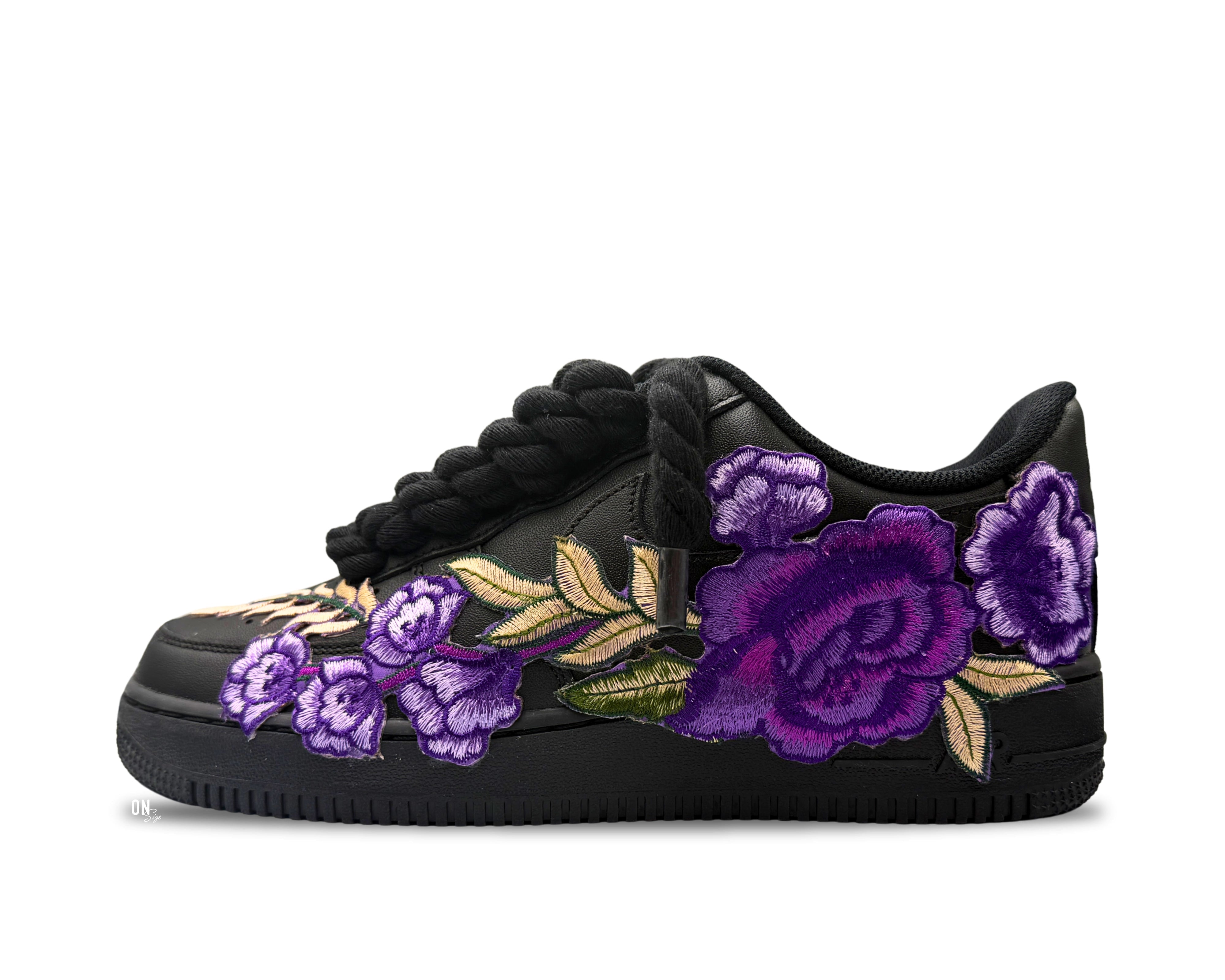 Nike Air Force 1 Low ‘07 Black / Purple Rose Rope Laces