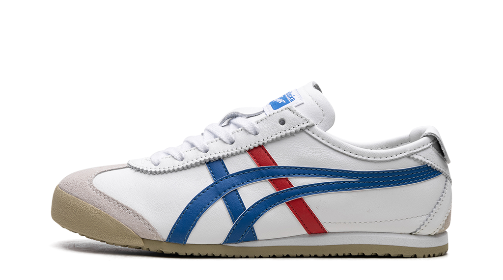Onitsuka Mexico 66 – oldalnézet, fehér alap és kék / piros csíkok
