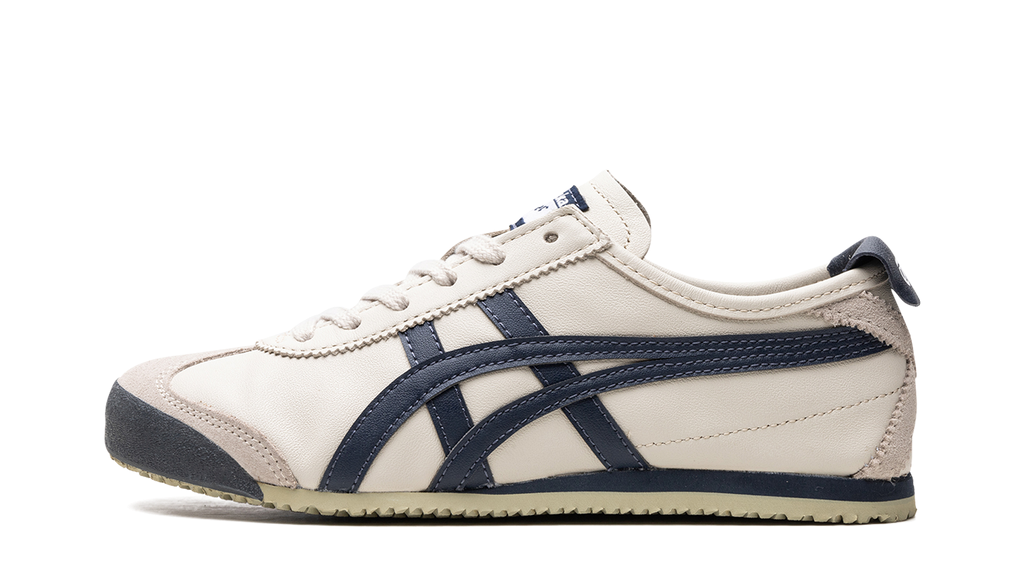 Onitsuka Mexico 66 Birch Peacoat – oldalnézet, birch bőr és peacoat csíkok