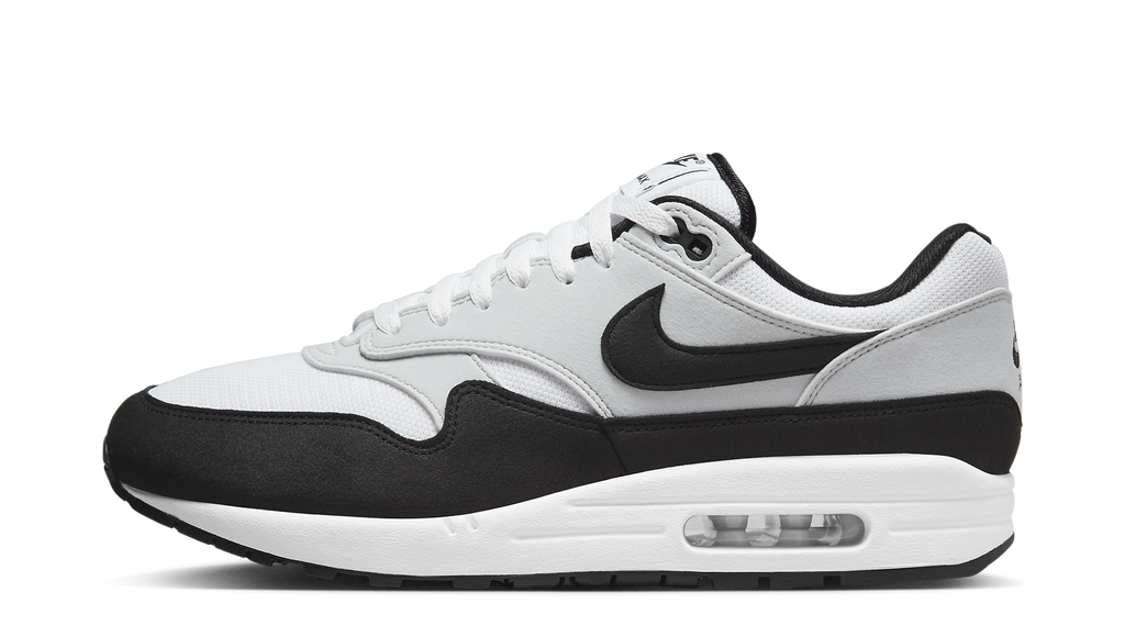 Nike Air Max 1 White/Black – oldalnézet, fehér mesh és fekete részletek