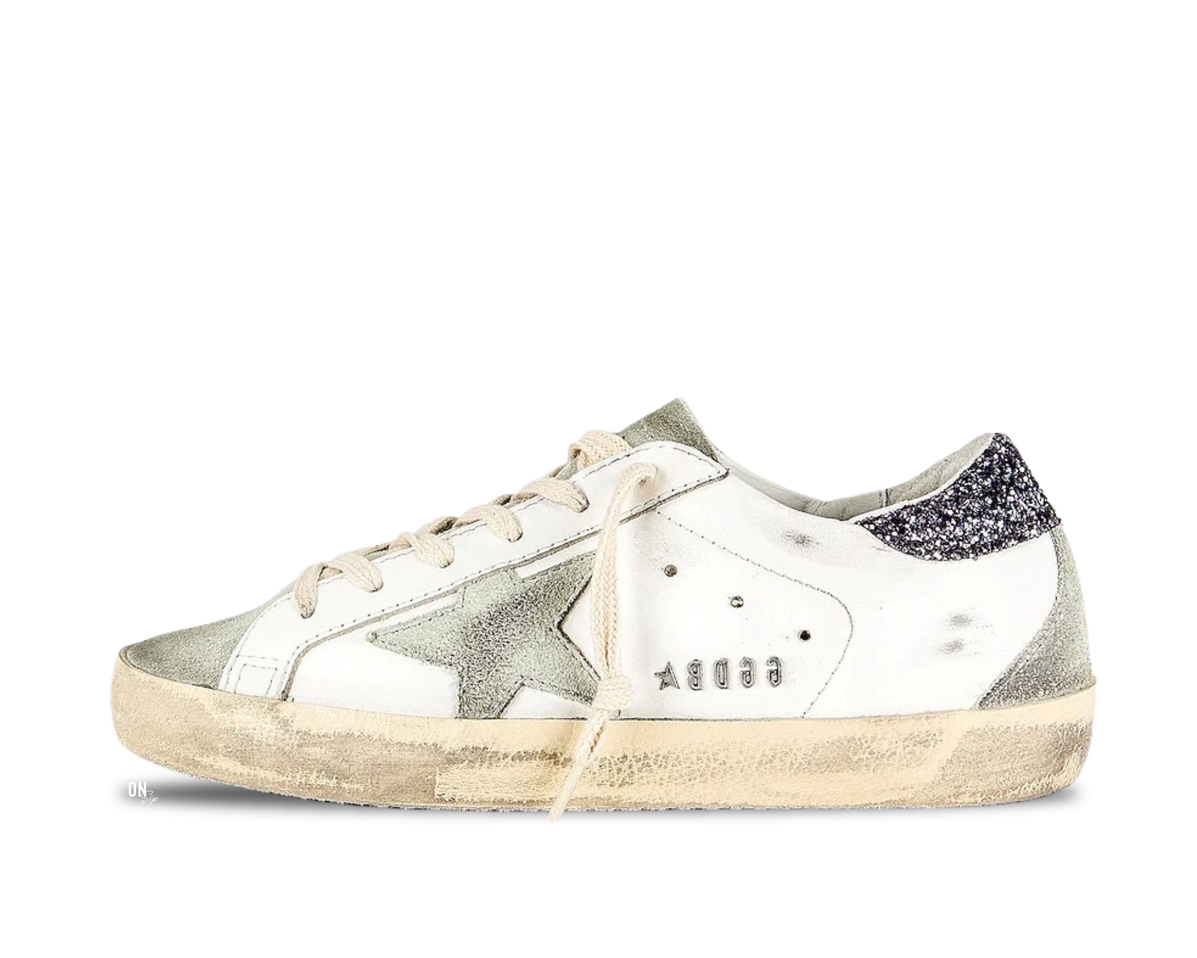 Golden Goose Super-Star White Dark Grey Glitter - OnSize