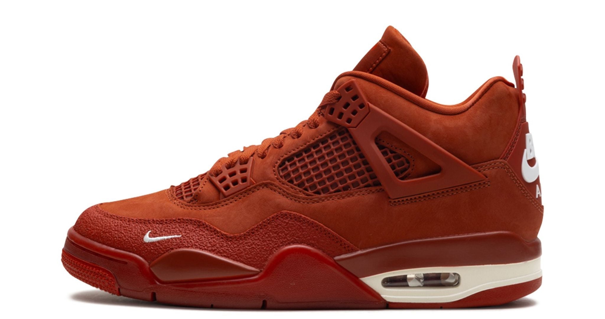 Air Jordan 4 Retro OG SP Brick by Brick – oldalnézet, narancs velúr és krémszínű talp.