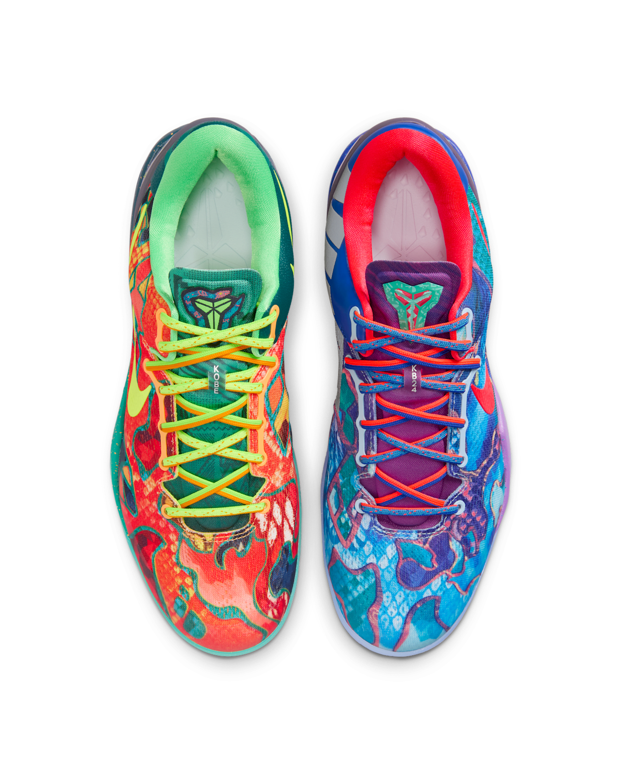 Nike Kobe 8 Protro – felülnézet, multicolor színkombináció