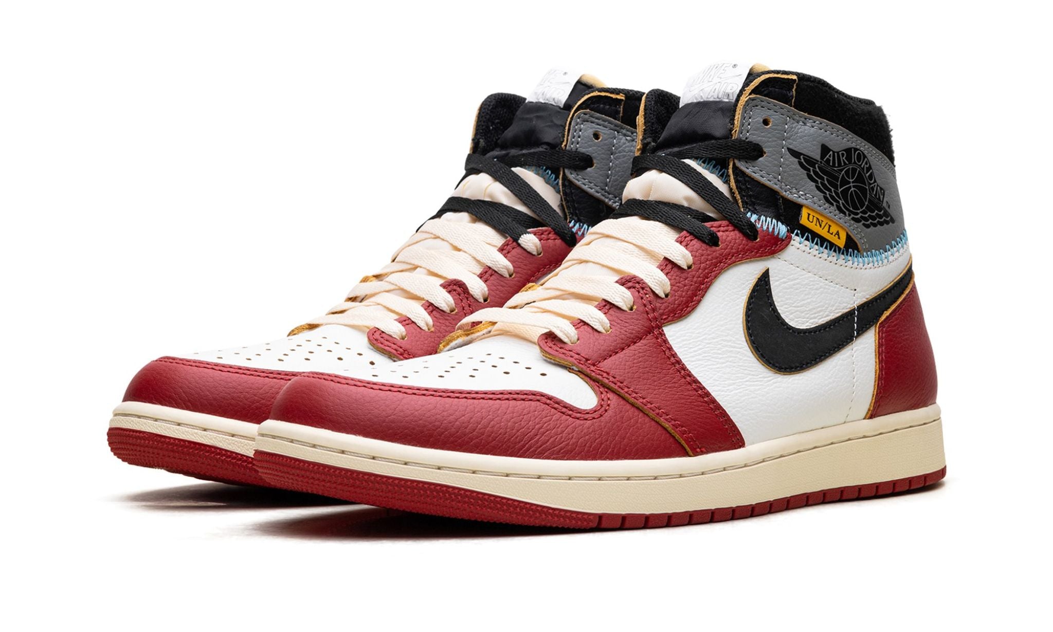 Union LA Jordan 1 Chicago Shadow – elölnézet, orr és fűzőrész