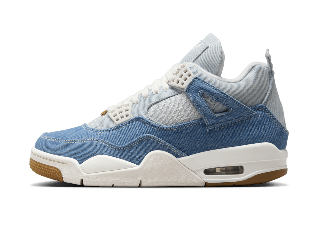 Air Jordan 4 Retro TEX “Worn Blue” – oldalnézet, kék textil felsőrész