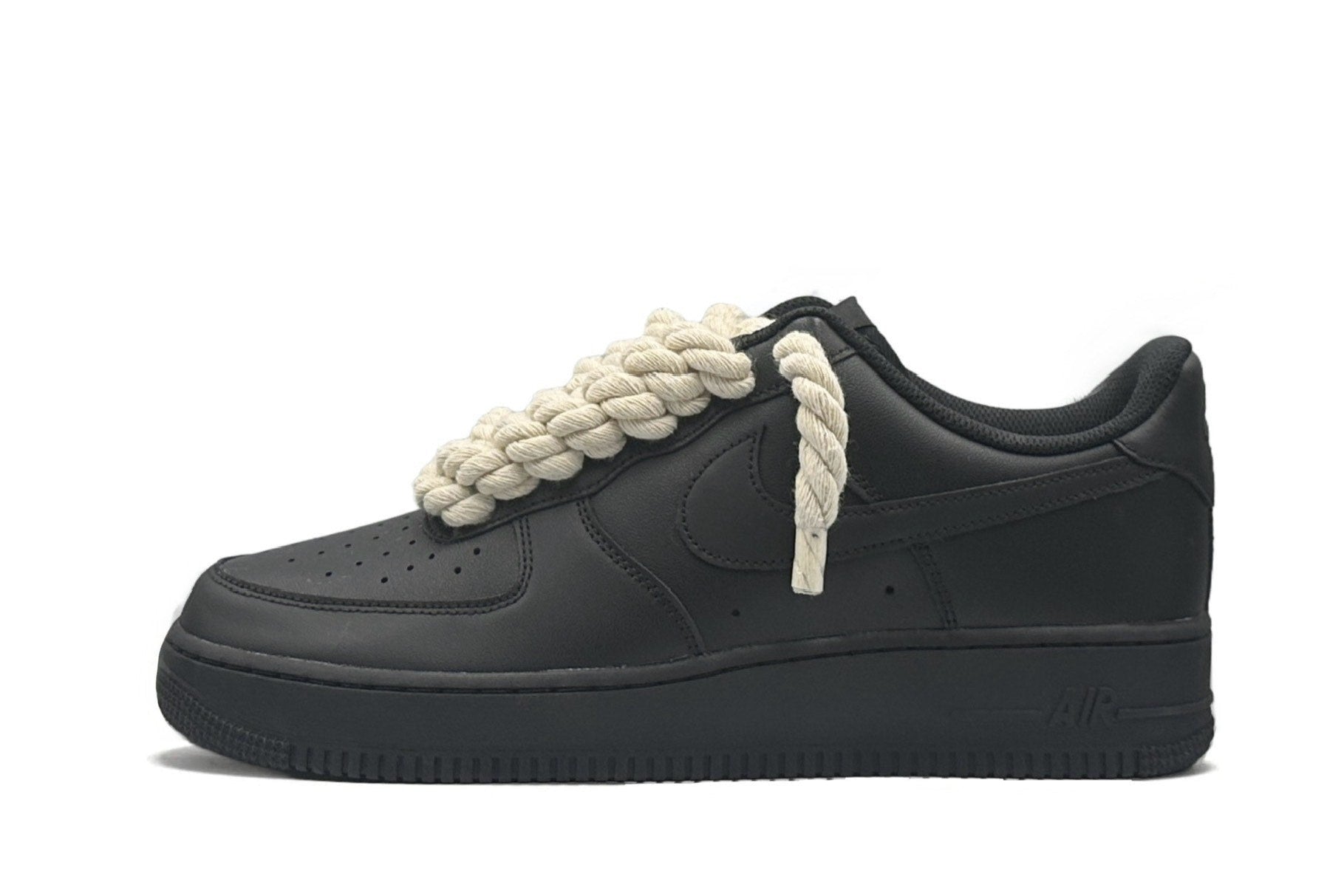 Nike Air Force 1 Low ‘07 Black / Beige Rope Laces - OnSize