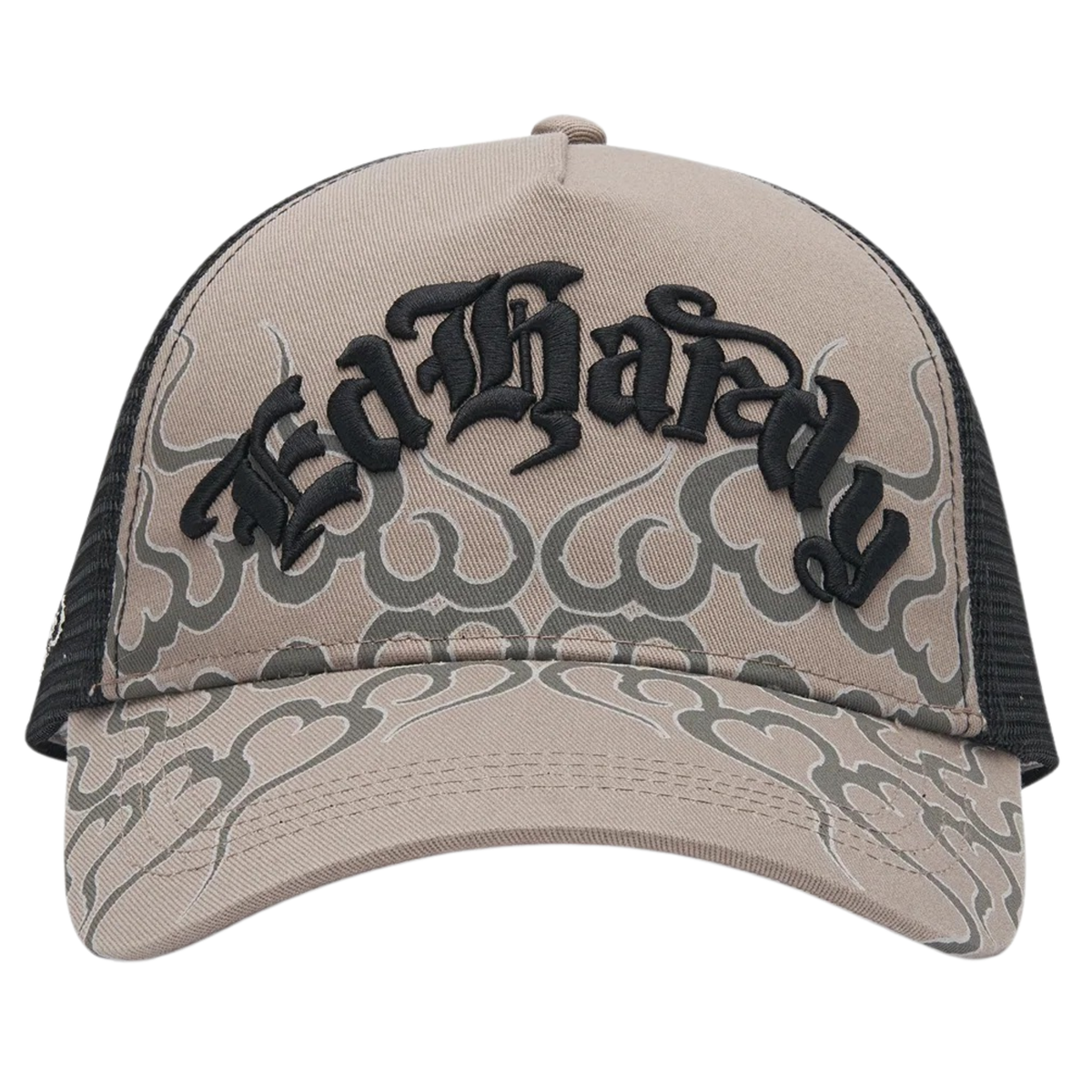 Ed Hardy Flaming Ed Hardy 5 Panel Grey Trucker Cap